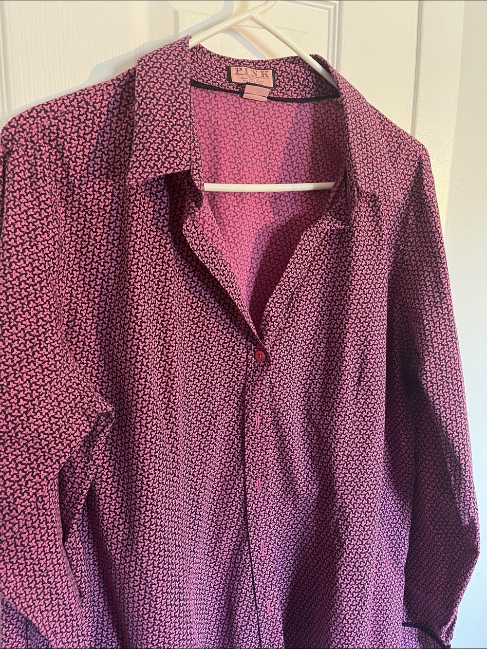Thomas Pink Pink and Black Printed Button-Up Top size 18